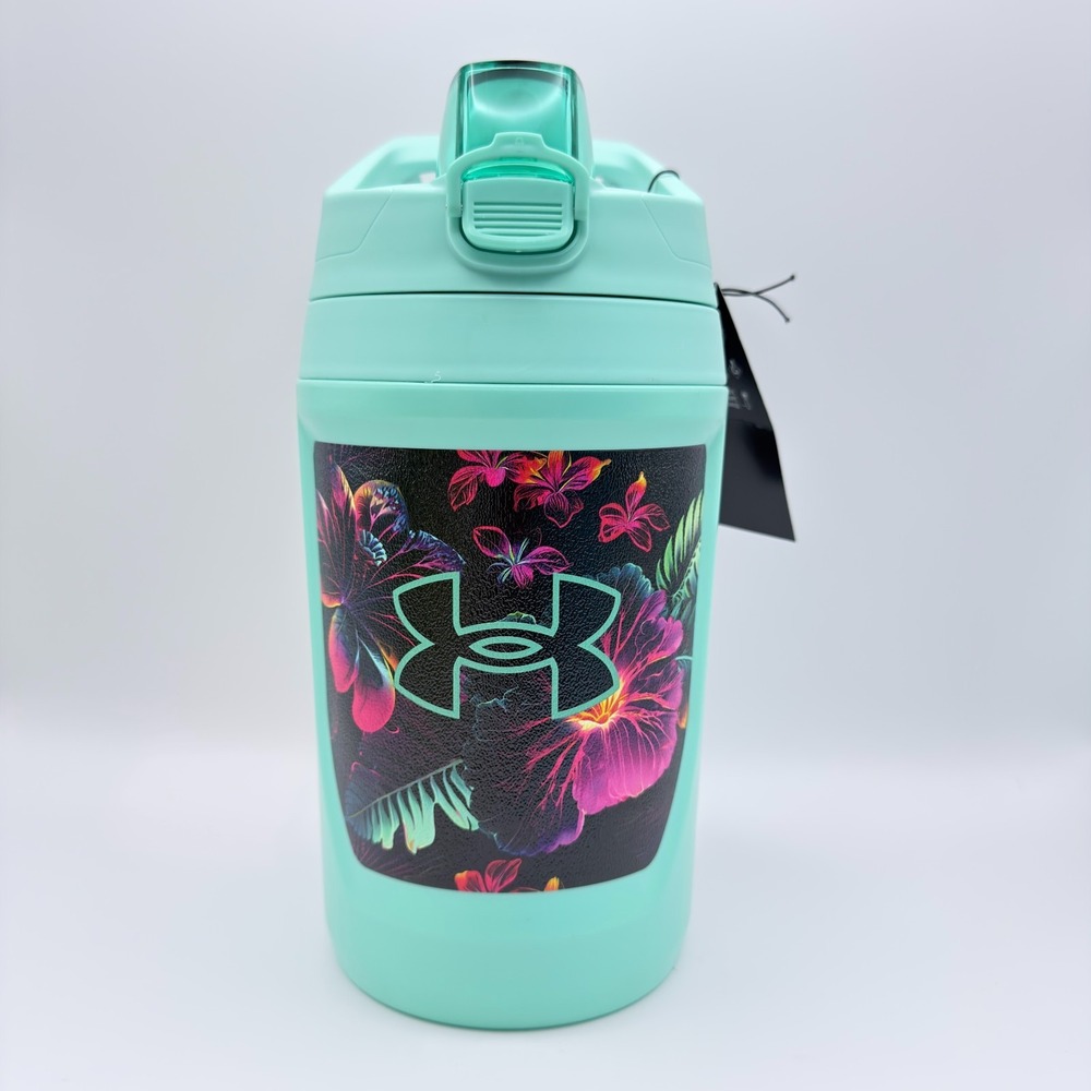 Under Armour 32 oz Playmaker Insulated Water Jug Tropical Floral Mint UA7137 NWT
